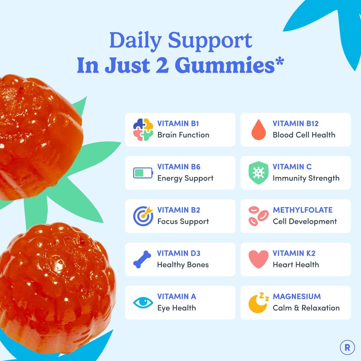 FIRST DAY Teens Apple Brain Focus Gummies & Orange Multivitamin Gummies | Daily Nutrients, Immunity, Mood, & Focus | Clean Label Project Verified® | Vegan | 30-Day Supply