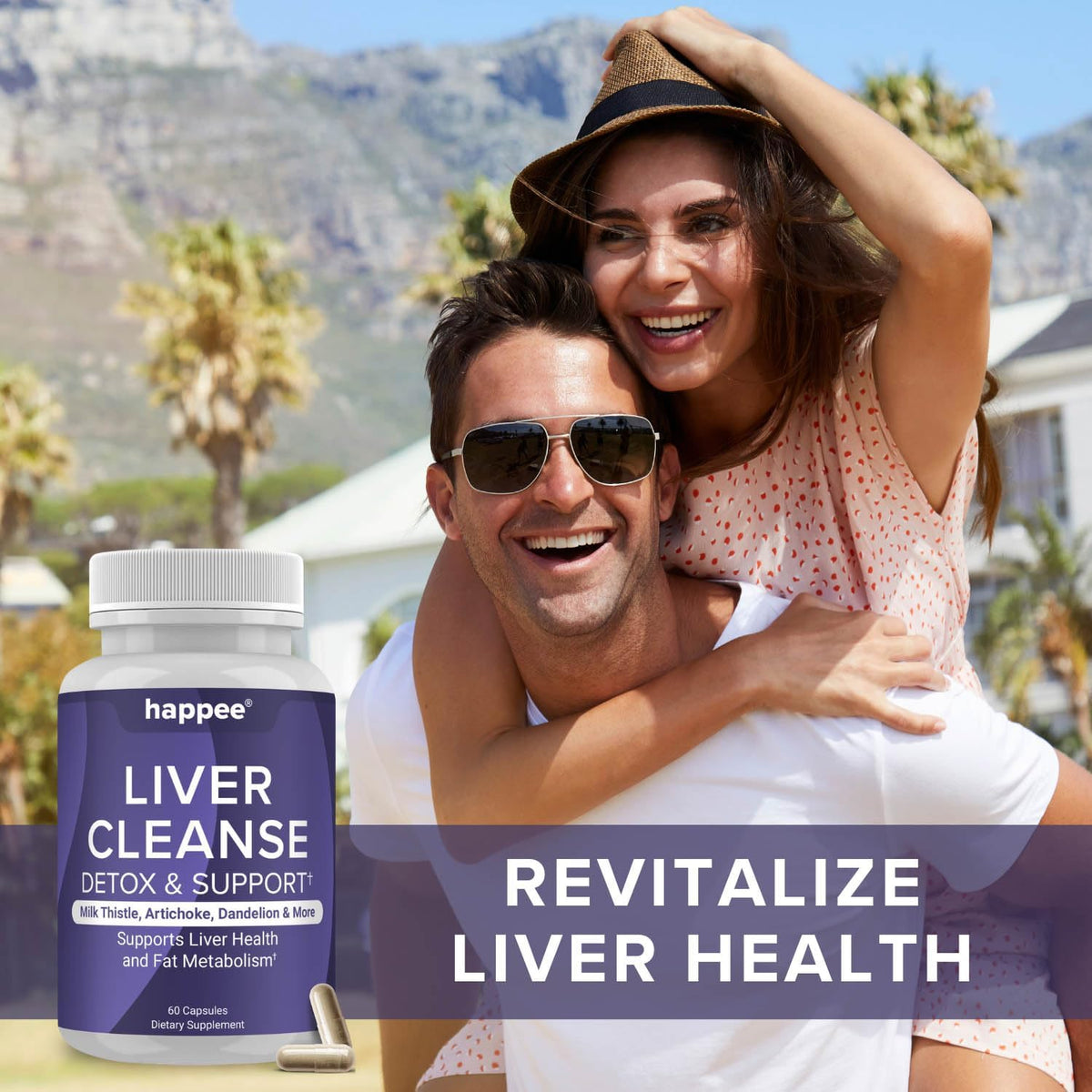 Happee Liver Cleanse Detox & Repair Supplement with Milk Thistle Extract - Flush Toxins & Renew Health - Vegan, Made in USA, 60 Capsules