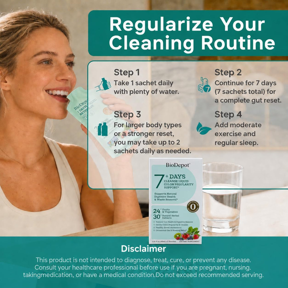 7 Day Gut Cleanse & Daily Liquid Probiotic Support Bundle, 14pack | Gut health wellness routine with 7-day cleanse + 10-strain liquid probiotics, prebiotics & postbiotics for microbiome balance