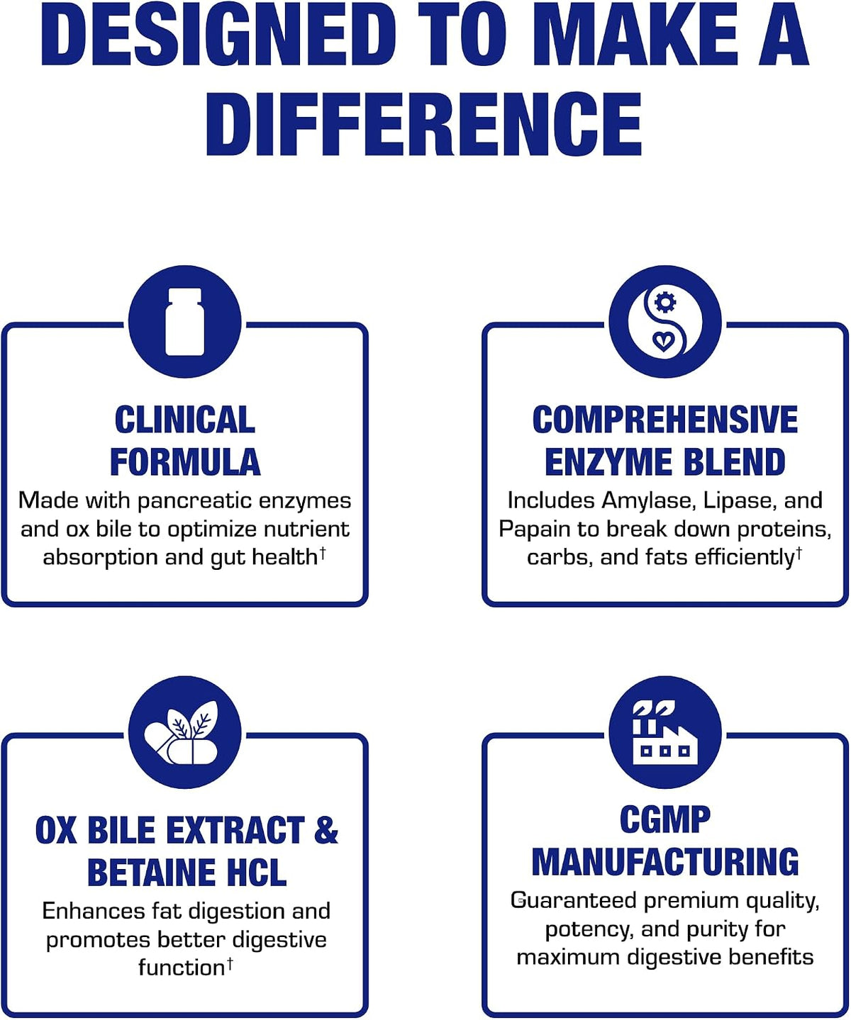 Multi Digestive Enzymes with Ox Bile Supplement - Clinical Strength Digestion Supplement with Pancreatin Pancreatic Enzymes for Protein Carb & Fat Digestive Support & Reduced Stomach Discomfort