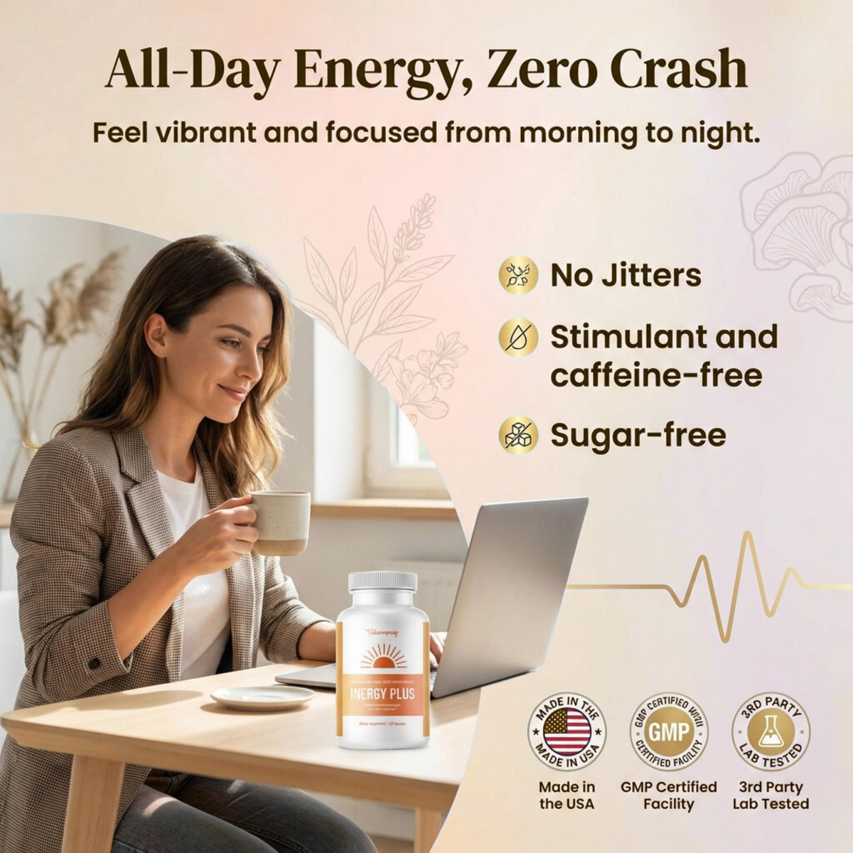 InergyPLUS | Energy Vitamins for Women, Fatigue, Natural Energy Supplements for Focus | Vitamin B12, Folic Acid, Rhodiola Rosea, Cordyceps, CoQ10, Caffeine Free | Packaging Vary | 60 Ct BB Company buy supplements Au