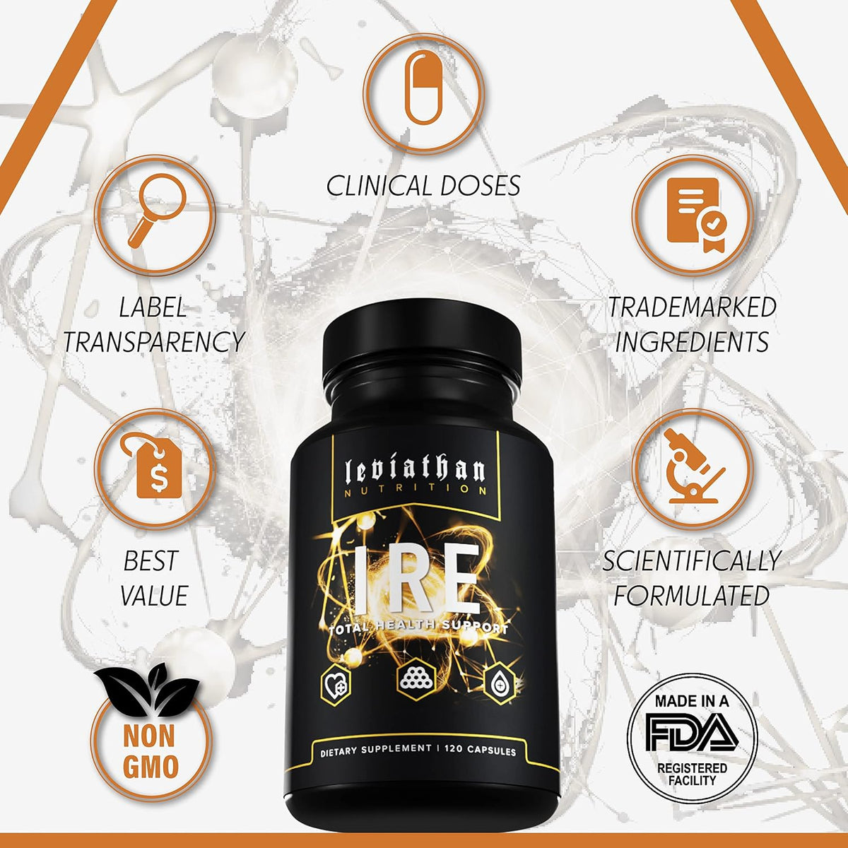 Leviathan IRE Complete Health Support - Overall Health & AntiOxidant Support with Longvida® Optimized Turmeric Curcumin, Grape Seed, Berberine, Arjuna, and Resveratrol