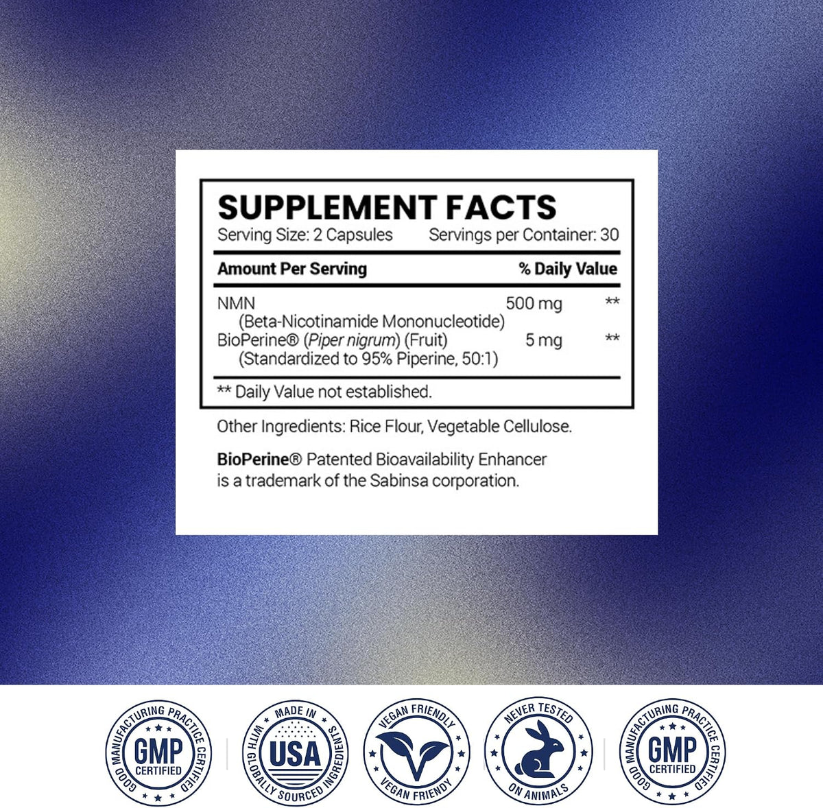 Research Verified NMN - Boost Cellular Energy, Support Healthy Aging & Vitality - 500mg Pure NMN - 60 Capsules - 1 Bottle