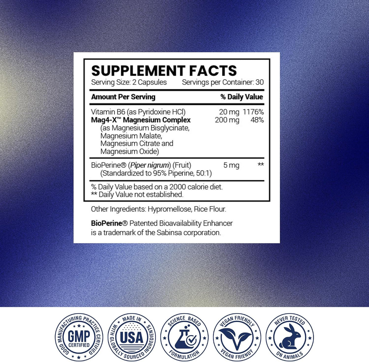 Research Verified Magnesium Complex - Brain, Muscle and Nerve Support - Magnesium Bisglycinate, Malate, Citrate, and Oxide - Bioperine - Vegan - 60 Capsules - Pack of 1