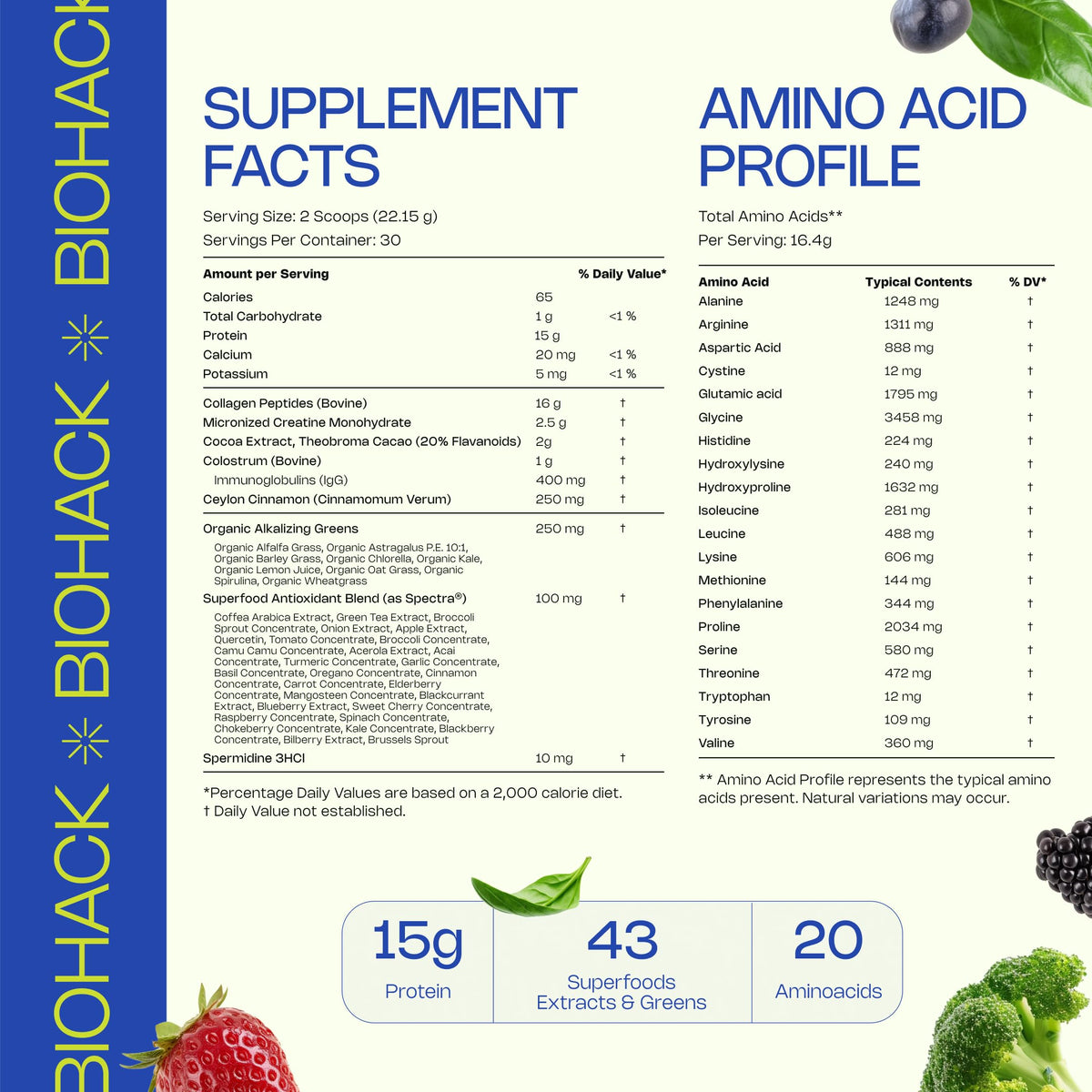 LevelUp Biohack Ageless: Colostrum Collagen Superfoods Antioxidants Spermidine Amino Acids Creatine for Women and Men, Total Body Rejuvenation (Dark Chocolate Cinnamon) LevelUpBuy Supplements Australia