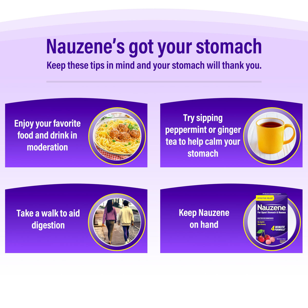 Nauzene Non-Drowsy Upset Stomach & Nausea Relief Chewable Tablets | 4-Minute Formula | Doctor Recommended | Wild Cherry Flavor | 56 Count Nauzene buy supplements Au