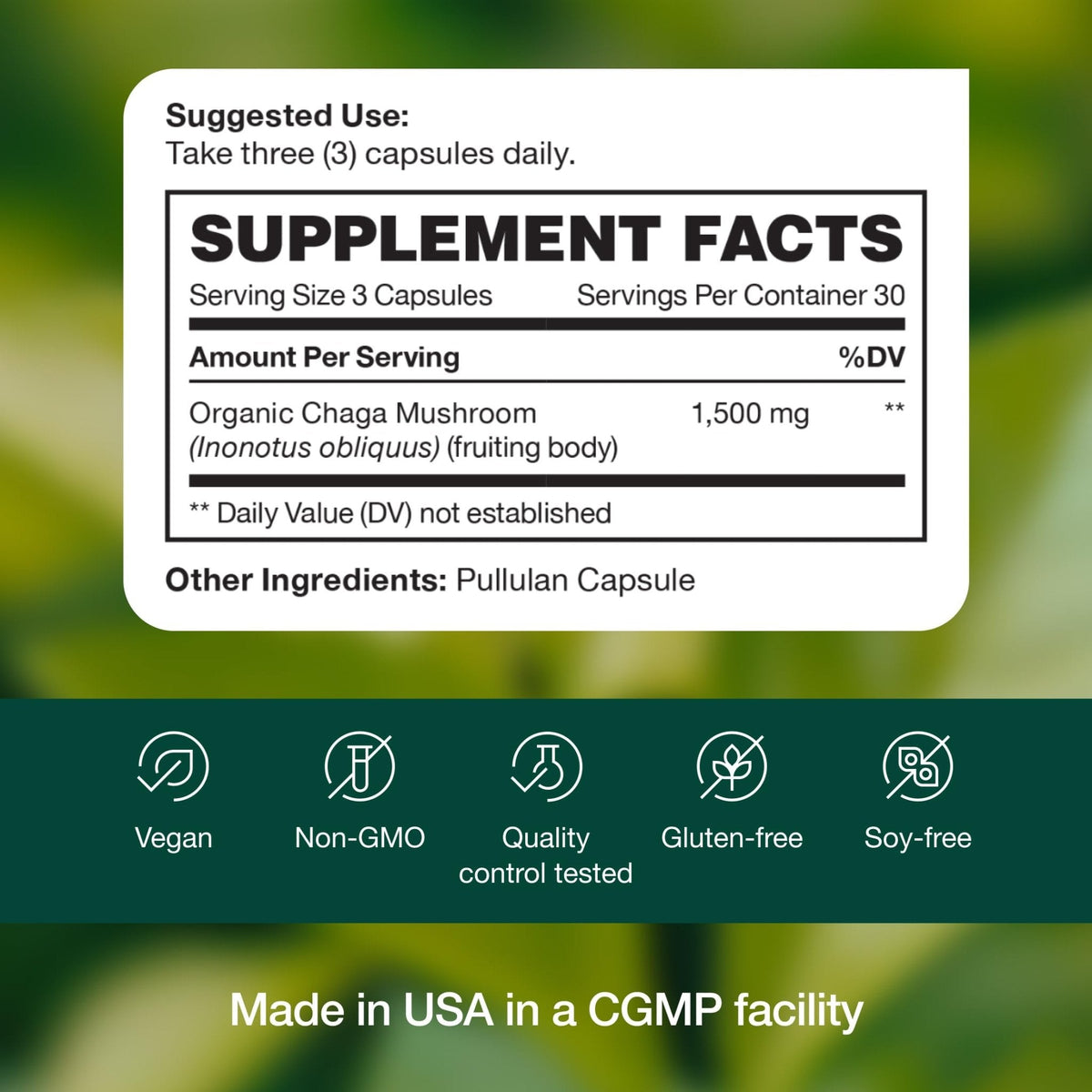 Fresh Nutrition Organic Chaga Mushrooms – Strongest DNA Verified 1500mg Per Serving – High in Fiber – Non GMO, Gluten & Soy Free, Vegan Friendly - PrimeBioHealth - canada supplements