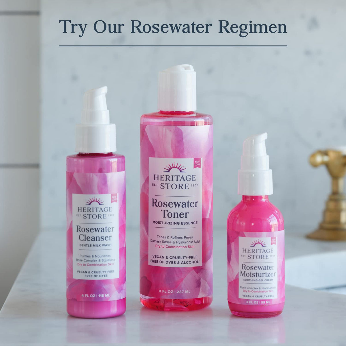 HERITAGE STORE Rosewater & Glycerin 2-pack - Hydrating Facial Mist - Dry Combination Skin Care - Rose Water Spray with Vegetable Glycerine - Made Without Dyes or Alcohol, Hypoallergenic, Vegan, 8oz ea - PrimeBioHealth - canada supplements