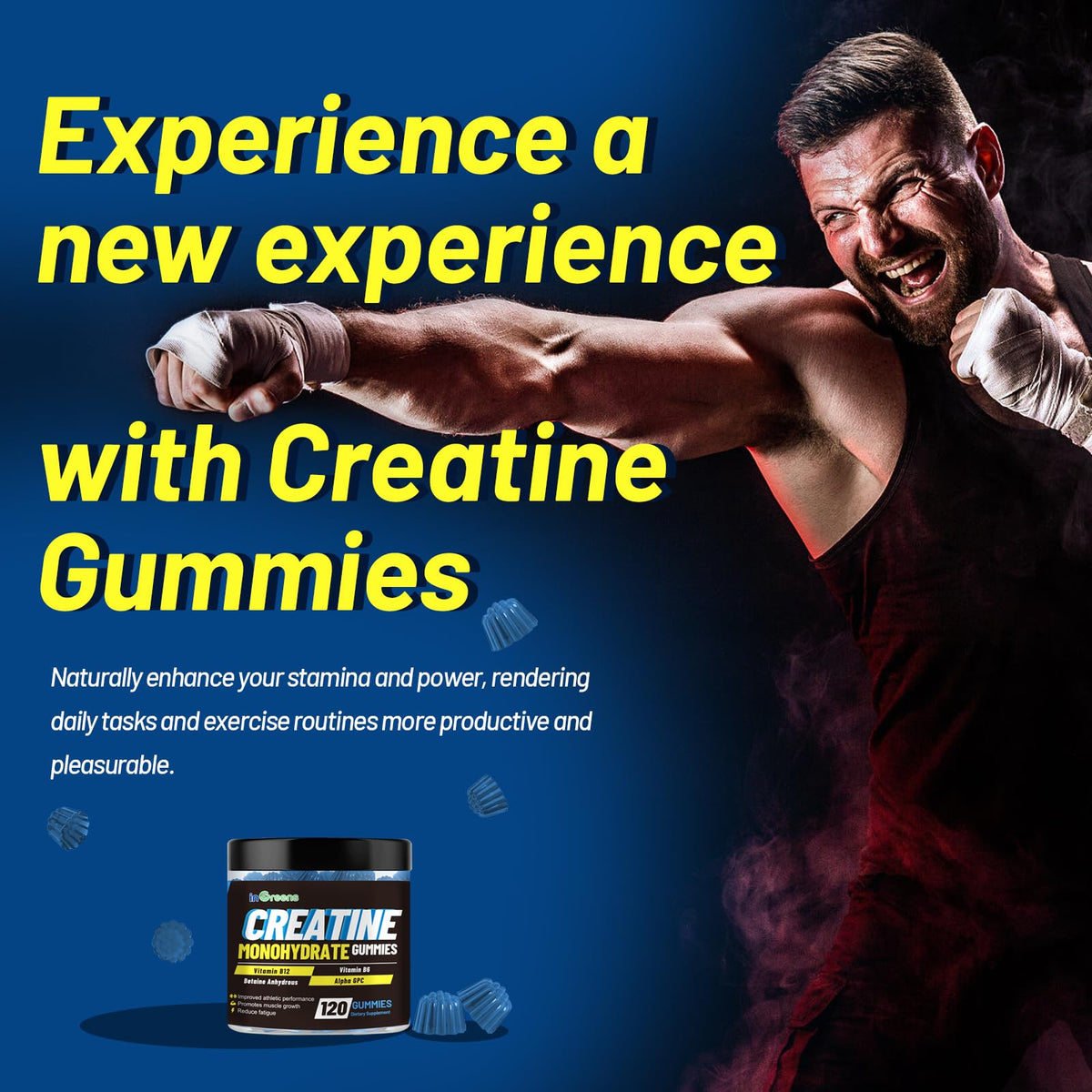 inGreens Creatine Monohydrate Gummies 6g per Serving, Sugar Free Creatine Supplements for Men & Women, Chewable Creatine for Muscle Growth, Strength, Energy - PrimeBioHealth - canada supplements