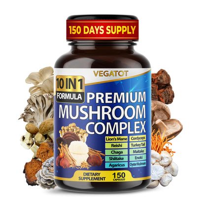 10 in 1 High Strength Mushroom Supplement - Lions Mane, Cordyceps, Reishi - Brain Supplements for Memory and Focus ** 5-Month Supply - PrimeBioHealth - canada supplements