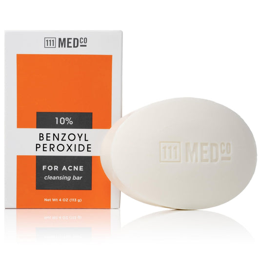 111MedCo 10% Benzoyl Peroxide Acne Treatment Cleansing Bar, Maximum Strength Medicated Face & Body Soap‑Free Bar - PrimeBioHealth - canada supplements