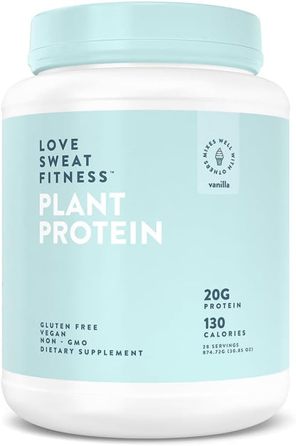 Love Sweat Fitness Organic Vegan Protein Powder for Women | 20g Plant Protein | No Bloat, No Chalk | Vanilla | Sugar Free, Gluten Free, Non-GMO | 28 Servings