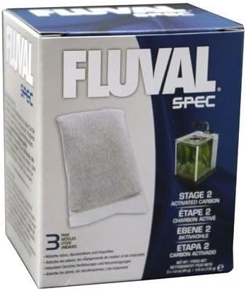 Fluval Spec/Evo/Flex Activated Carbon, Replacement Aquarium Filter Media, 3-Pack, A1377 | Replacement Aquarium Filter Media