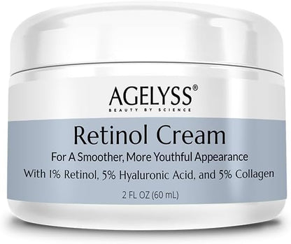 Agelyss Retinol Face Cream - 1% Retinol - Collagen, Hyaluronic Acid - 2 Fl Oz - 60mL - Pack of 1