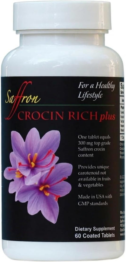 Crocin Brain Supplement for Memory & Focus | CROCIN RICH Plus - 60 Tablets | 75% High-Purity Crocin; Clinically Relevant Dose; U.S. Patented Formula; Mood & Healthy Aging; Sleep Quality; Mental Clarity