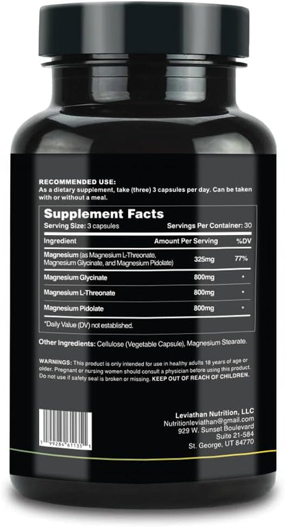 Leviathan Nutrition Full Spectrum Magnesium | with Magnesium L-Threonate, Pidolate, and Glycinate