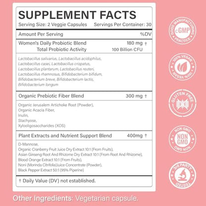 Probiotics Bundle for Women & Men – 2 Pack Gut Health Support | 100 Billion CFU Probiotics with Prebiotics, Enzymes & Citrus Bioflavonoids + Women’s Probiotic for Digestive, Vaginal & Urinary Health w