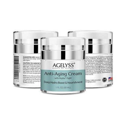 Agelyss Anti-Aging Cream With Pepha-Tight - For Wrinkles & Fine Lines - Paraben-Free, Cruelty-Free, Vegan - 1 fl oz. - Pack of 1