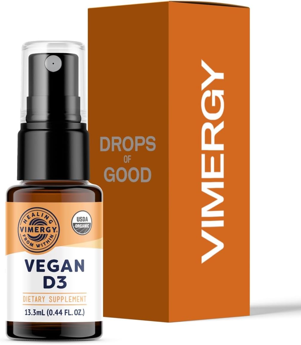 Vimergy Vegan D3 – Benefits Immune Function* – USDA Certified Organic, Vegan, Gluten-Free – 1000IU/Servings, 96 Servings