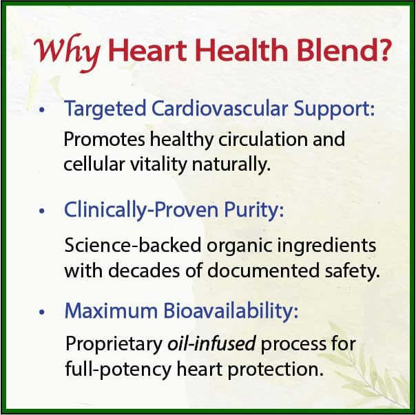 Bodymune Heart Health Blend Cholesterol Support – Organic Cardiovascular & Circulation Supplement – with Green Tea, Pomegranate & Black Seed Oil – 30Capsules – USDA Organic, Vegan (30 Count)