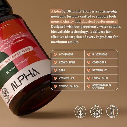 Ultra Life Sport Alpha Nootropic & VITA Woman Multivitamin Bundle