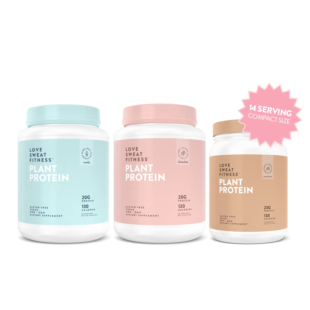 Love Sweat Fitness Organic Vegan Protein Powder for Women | 20g Plant Protein | No Bloat, No Chalk | Vanilla | Sugar Free, Gluten Free, Non-GMO | 28 Servings