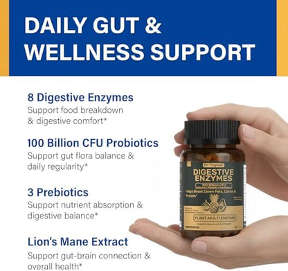 12 PPM H2 Hydrogen Tablets & Multi Enzyme Capsules with Probiotics | Daily Supplement Routine | 2 Items
