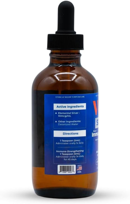 Vetr Silver Immune Support for Dogs and Cats, 4oz/120mL Liquid in Amber Bottle with Oral Dropper, Professional Grade Colloidal Silver Supplement for Daily Wellness and Seasonal Defense