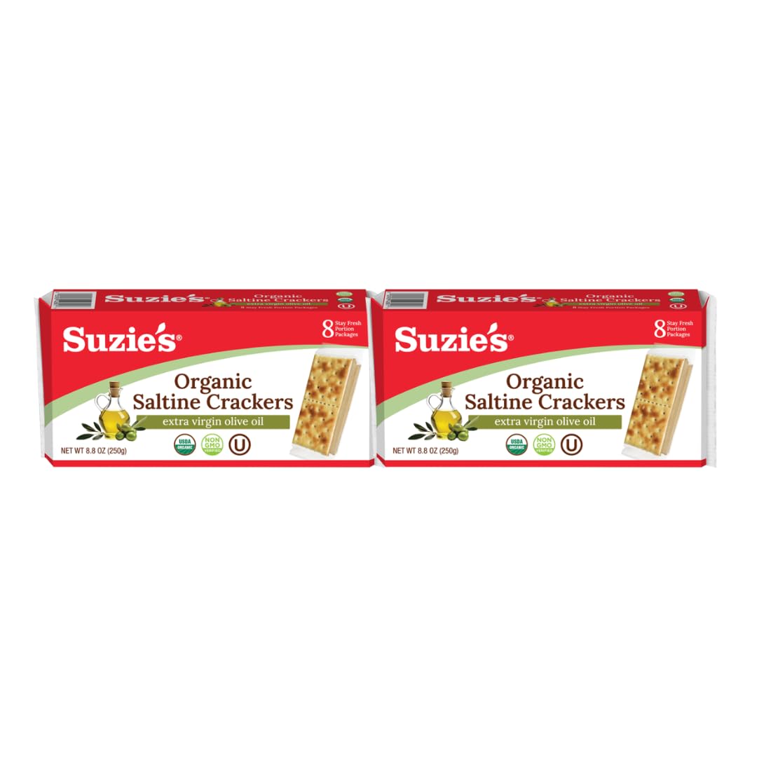 Suzie's Organic Premium Saltines Salt & Extra Virgin Olive Oil - 8.8 oz - 2 pc