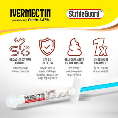 Ivermectin Horse Paste 1.87% – Apple Flavored Oral Horse Dewormer Syringe – 6.08g Tube Treats Horses Up to 1250 LB [Pack-3]