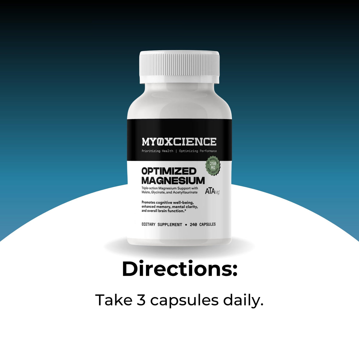 MYOXCIENCE Optimized Magnesium Glycinate + Magnesium Taurate (as ATAmag®) for High Brain Bioavailability to Support Stress Relief and Sleep | 30 Servings