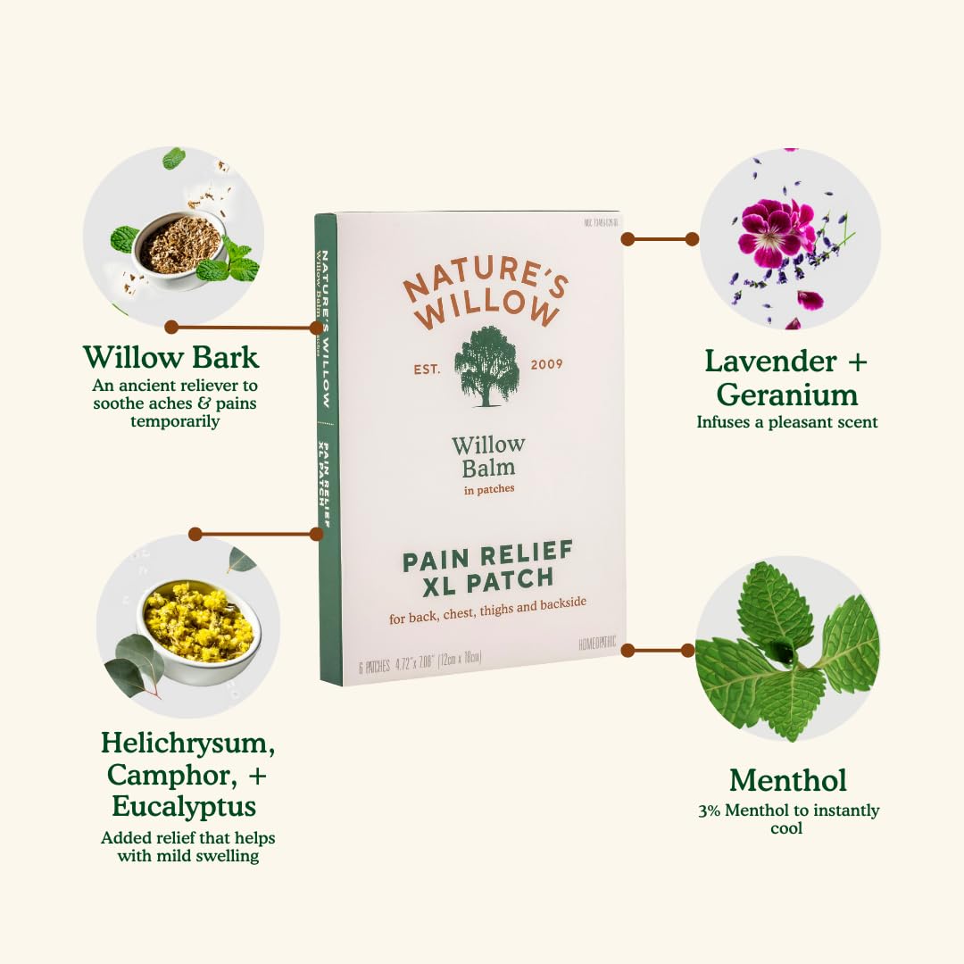 Nature's Willow Relief Patches – Fast-Acting, Plant-Based Topical Solution to Help with Sore Muscles & Joints | 6 Patches per Pack | 1-Pack Nature's WillowBuy Supplements Australia