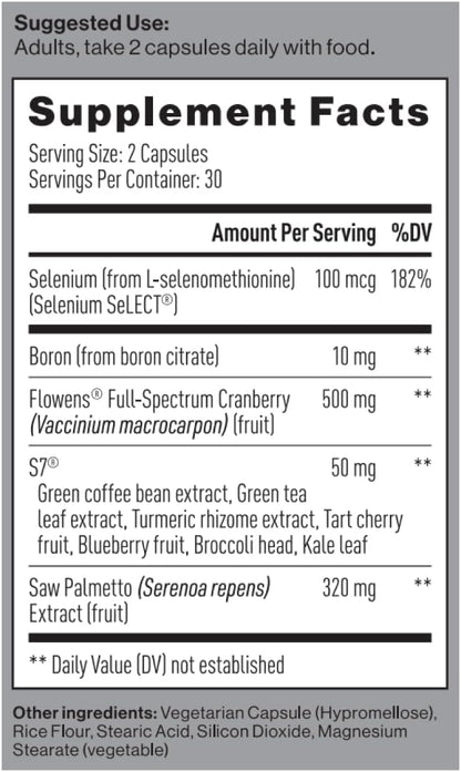 Mdrive Prostate Prostate Support Supplement for Men's Health, Promotes Urinary Tract Health, Supports Normal Flow, Frequency & Bladder Emptying, Flowens Cranberry Extract, S7 N.O. Booster, 60 Capsules