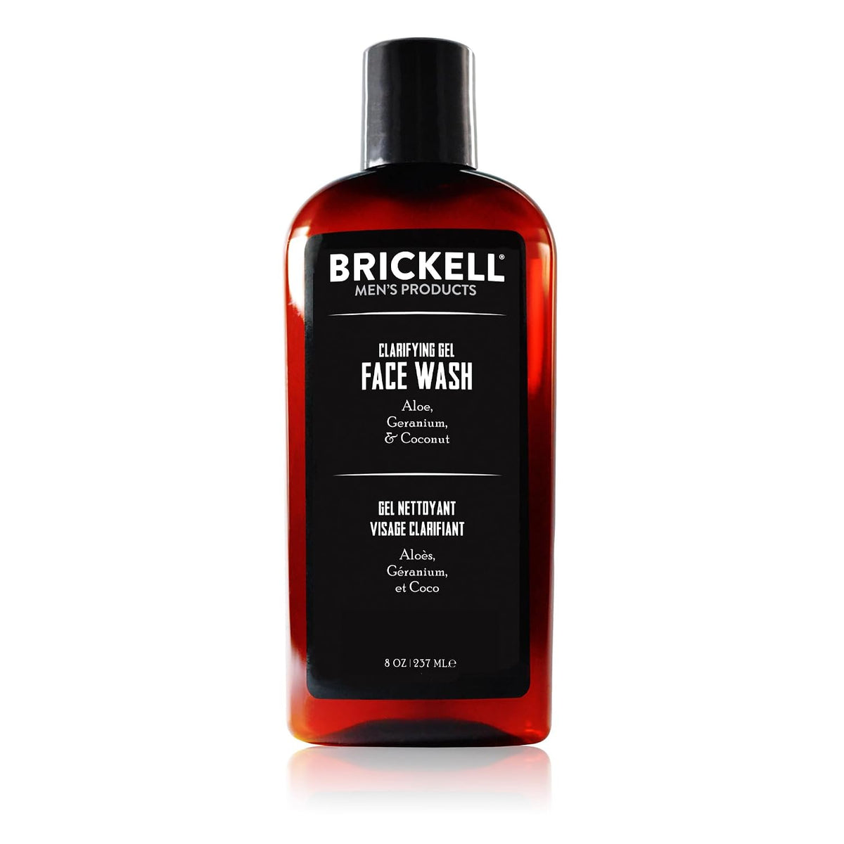 Brickell Men's Clarifying Gel Face Wash for Men, Rich Foaming Daily Facial Cleanser Formulated With Aloe, Geranium and Coconut, 8 Ounce, Scented