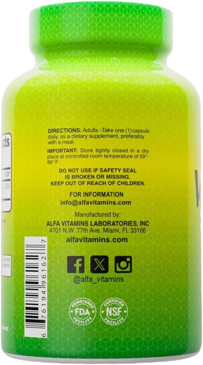 ALFA VITAMINS Vitamin D3 1000 IU Supplement, Supports Immune Health, Calcium Absorption, Healthy Bones & Joints, Dietary Supplement for Daily Wellness, Non GMO, Gluten Free, 100 Capsules