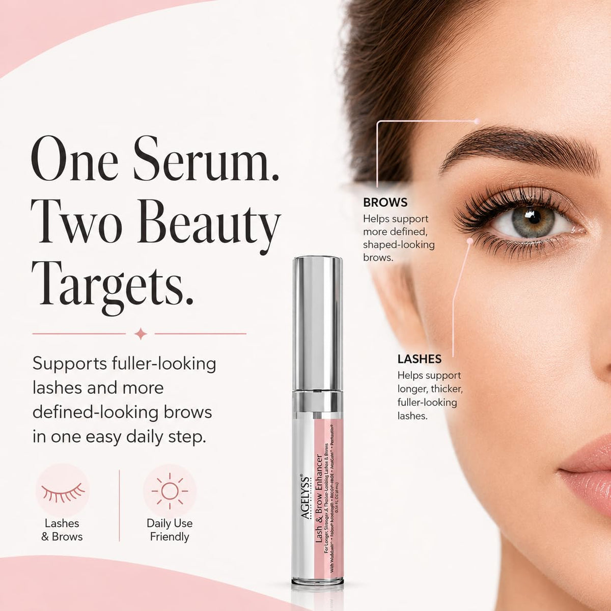 Agelyss Lash & Brow Enhancer - Longer, Stronger & Thicker Lash and Brows - 1 Bottle
