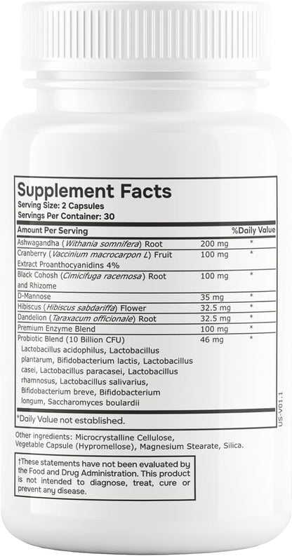 envitamin Probiotic for Women Balance Formula with Ashwagandha, Cranberry, Black Cohosh, D-Mannose, Hibiscus, & Dandelion - Support Your Microbiome