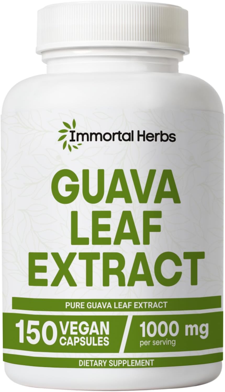 Guava Leaf Extract 1000mg, 10:1 Extra Strength, 150 Pills, Non-GMO & Gluten-Free Guava Extract Capsules for Women and Men