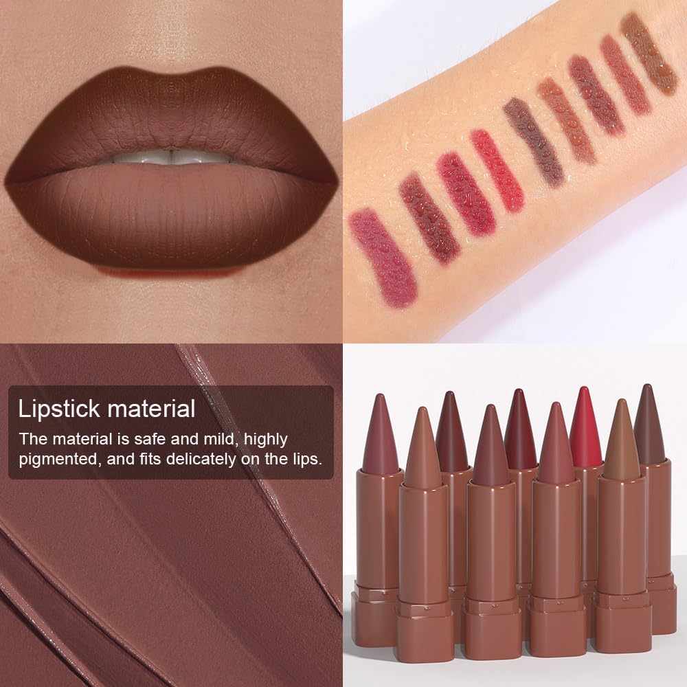 BINGBRUSH 2-in-1 Gradient Dark Brown Lip Liner & Lipstick Combo,Matte Longwear Waterproof Lip Pencil with Cone Tip,Smudge Proof Crayon for Flawless Ombre Contour,Women's Long Lasting Makeup Set BINGBRUSHBuy Supplements Australia