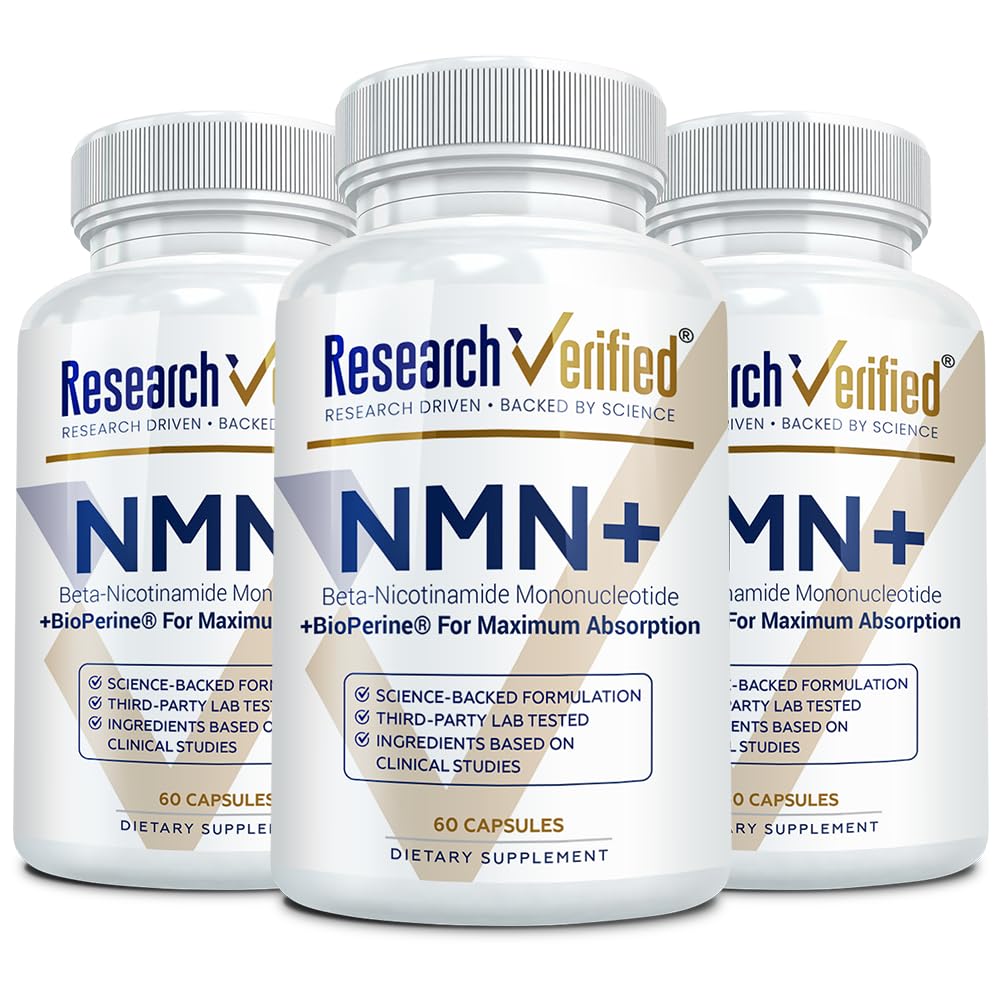 Research Verified NMN - Boost Cellular Energy, Support Healthy Aging & Vitality - 500mg Pure NMN - 60 Capsules - 1 Bottle