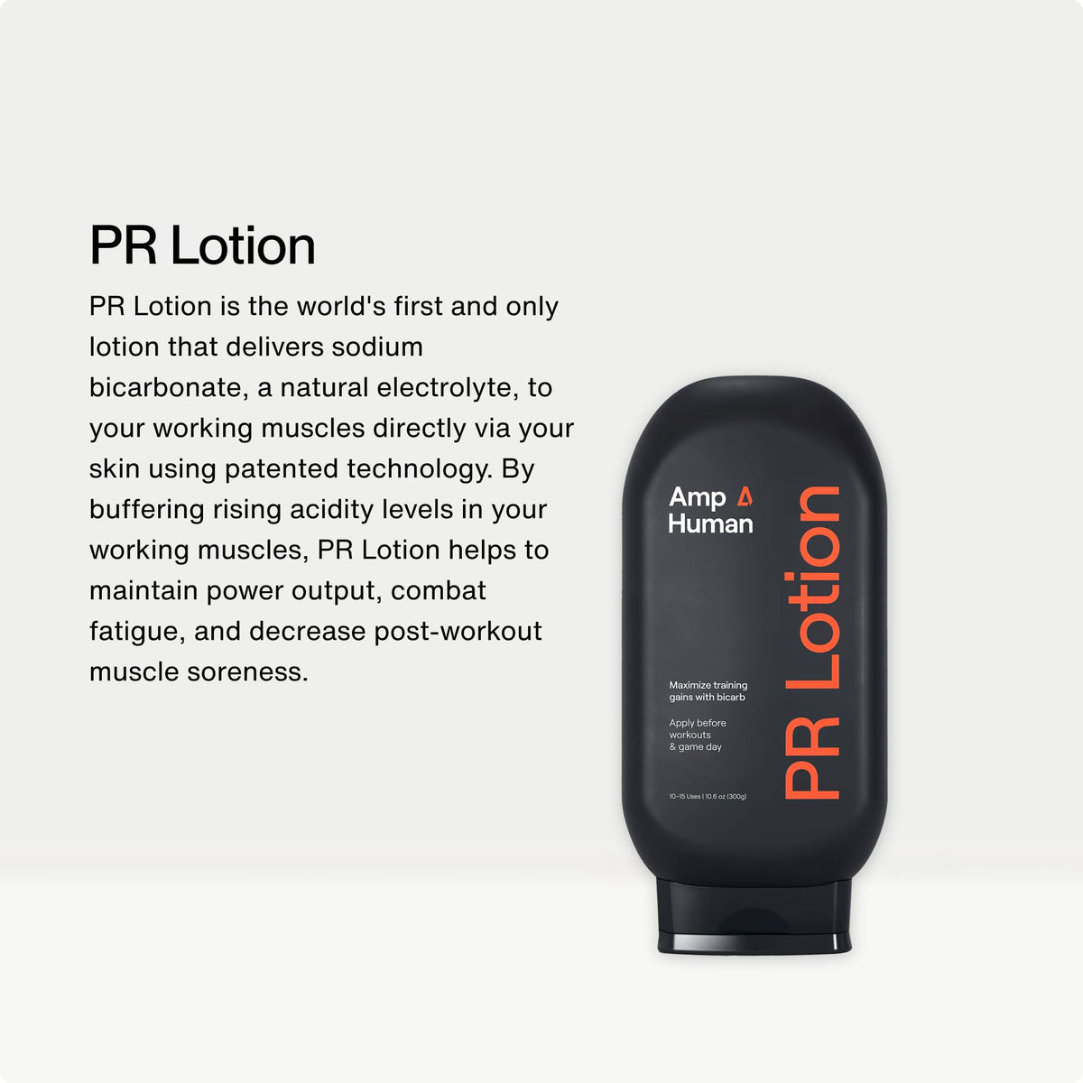 Amp Human PR Lotion - Performance & Recovery Bicarb Sports Lotion - Informed Sport Certified - Natural Electrolyte Sodium Bicarbonate (300 g Bottle)
