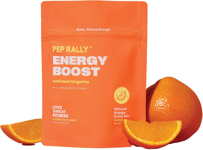 Love Sweat Fitness Clean Energy Drink Mix for Women | 100mg Natural Caffeine from Green Tea + Ginseng | No Jitters, No Crash | Pep Rally Tangerine | Vegan, Non-GMO | 15 Servings
