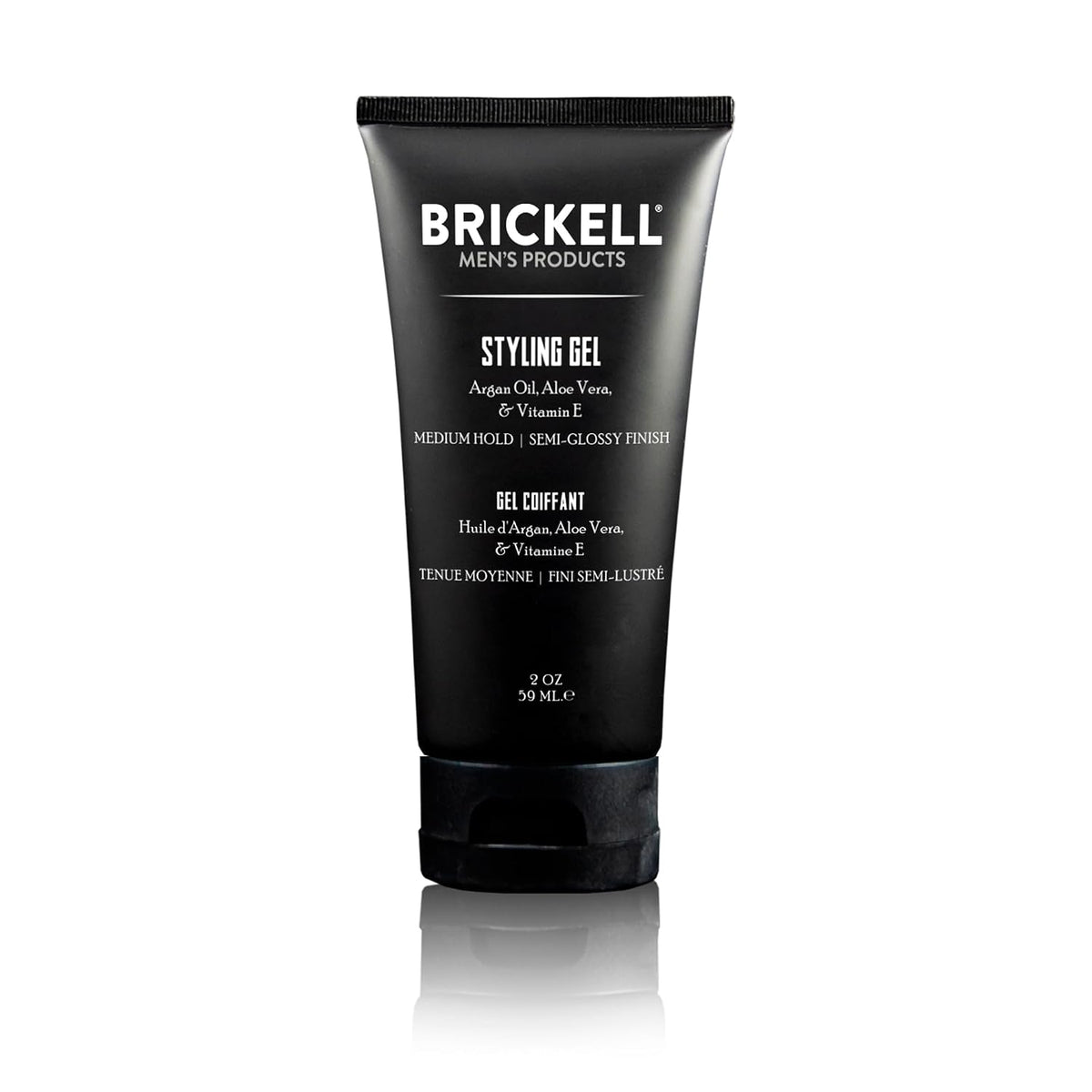 Brickell Men's Hair Styling Hair Gel For Men, All Day Hold for Glossy Style, With Argan Oil, Vitamin E, and Aloe, Scented, 2 Ounce