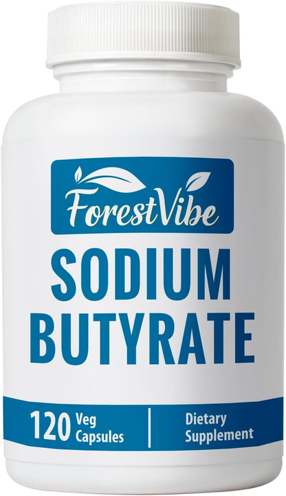 Sodium Butyrate Supplement 1200mg, Yielding 960mg Butyric Acid, 120 Vegan Capsules, 2 Month Supply, Non-GMO & Gluten Free Postbiotic Supplement