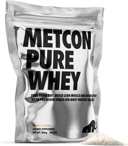 MetCon Whey Protein Isolate - Premium Grass-Fed Whey Protein Isolate Powder with 5 All-Natural Ingredients, No Fillers, Organic Vanilla Flavor (460g)