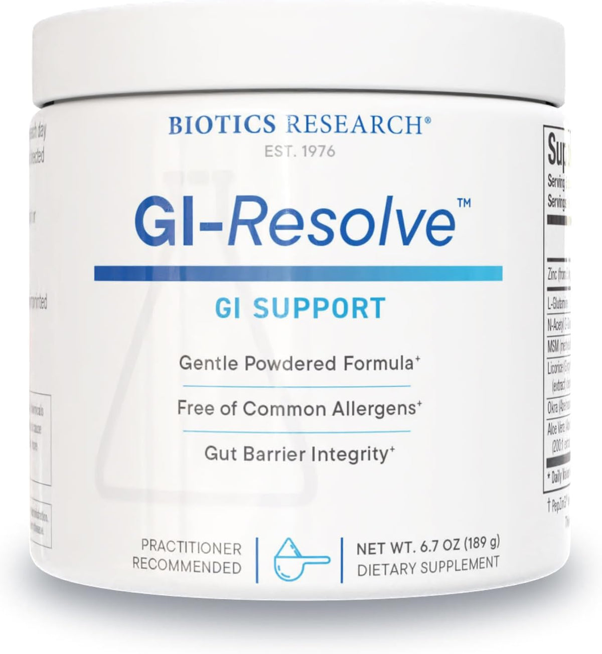 BIOTICS RESEARCH GI Resolve™ Advanced L-Glutamine Powder Formula for Gut Lining Support & Healing - Optimal Gastrointestinal Function - Premium 7-Ingredient with Zinc Carnosine & Botanicals- 6.7oz