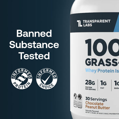 Transparent Labs Grass-Fed Whey Protein Isolate (30 Servings, Milk Chocolate) & Grass-Fed Whey Protein Isolate (30 Servings, Oatmeal Chocolate Chip Cookie)