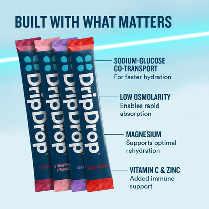 DripDrop Hydration Variety Pack Bundle Electrolyte Packets, 48 Count | Piña Colada, Mango, Açaí, Passion Fruit, Watermelon, Berry, Lemon, Orange, Fruit Punch, Grape, Strawberry Lemonade, Cherry
