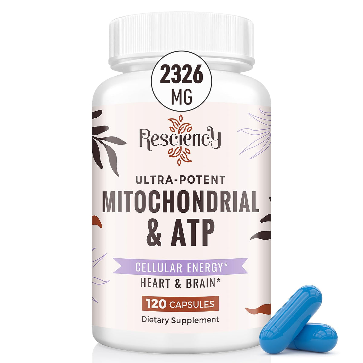 2326 MG Mitochondrial Supplements with ATP, Vitamins, CoQ10 & PQQ, More Effective Than Creatine HMB & Nitric Oxide, Energy, Endurance, Strength, Recovery & Muscle, Organic, 120 Capsules