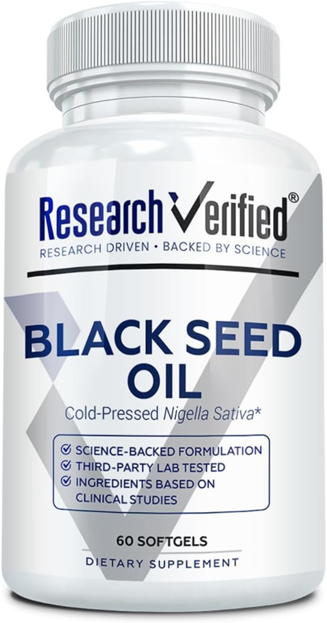 Research Verified Black Seed Oil - 60 Softgels - Boost Immunity, Support Digestion, Improve Respiratory Function - Cold-Pressed - 2% Thymoquinone (TQ)